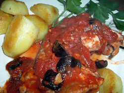 Chicken provencal, with tomato sauce and olives [France]