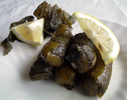 Dolmades: Grapevine leaves, stuffed with aromatic rice [Greece]