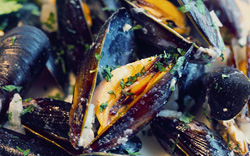 Moules marinieres - mussels in a white wine sauce [France]